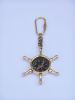 Solid Brass Ship's Wheel Compass Key Chain