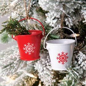 Red and White Bucket Ornaments - Min of 6