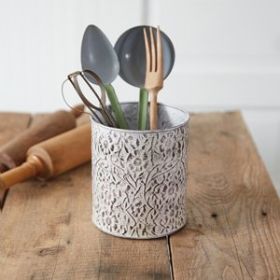 Wildflowers Stamped Metal Utensil Holder