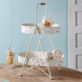 Flower Embossed Two-Tier Tray