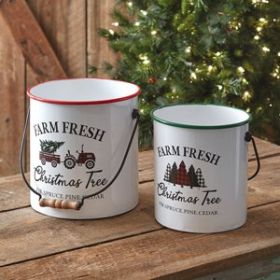 Set of Two Farm Fresh Christmas Tree Buckets