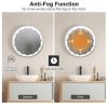 24 Inch Round Wall Mirror with 3-Color LED Lights and Smart Touch Button