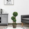 30 Inch Artificial Topiary Triple Ball Tree Indoor and Outdoor UV Protection