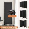 4-Panel Folding Room Divider 6 Feet Rolling Privacy Screen with Lockable Wheels-Black
