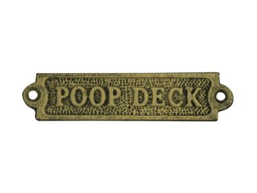 Rustic Gold Cast Iron Poop Deck Sign 6""