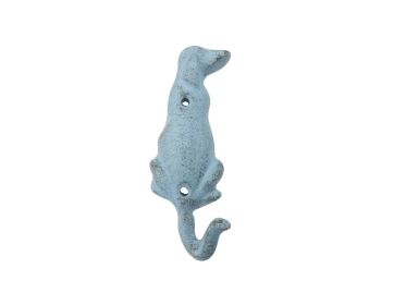 Rustic Light Blue Cast Iron Dog Hook 6""