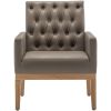 PU Leather Accent Chair, Upholstered Lounge Single Sofa Armchair, Comfortable Armchair with Wooden Legs in Log Color, Modern Button Reading Chair for