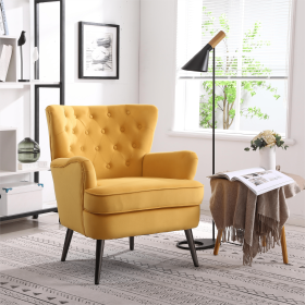 FONDHOME Living Room Chairs; Button Tufted Accent Chairs Comfy Bedroom Chair Velvet Side Sitting Chairs; Modern Fabric Sofa Slipper Chair for Reading