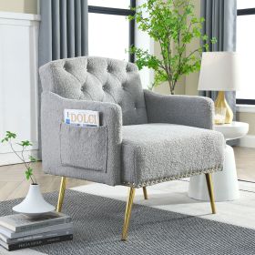 [Video]Welike 30 "W Modern Chesterfield Tufted Upholstered Chair with Deep Buttons, Living Room Chair, Comfortable Armchair, Gold Hardware Legs, Tufte