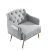 [Video]Welike 30 "W Modern Chesterfield Tufted Upholstered Chair with Deep Buttons, Living Room Chair, Comfortable Armchair, Gold Hardware Legs, Tufte