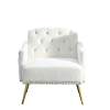 [Video]Welike 30 "W Modern Chesterfield Tufted Upholstered Chair with Deep Buttons, Living Room, Comfortable Armchair, Gold Hardware Legs, Tufted Chai