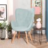 Modern Wingback Accent Armchair Living Room Tufted Fabric Upholstery, MINT GREEN