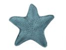 Dark Blue Whitewashed Cast Iron Starfish Decorative Bowl 8""