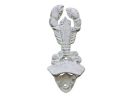 Whitewashed Cast Iron Wall Mounted Lobster Bottle Opener 6&quot;