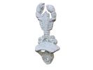 Whitewashed Cast Iron Wall Mounted Lobster Bottle Opener 6&quot;