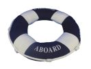 Blue Welcome Aboard Decorative Life Ring Pillow 14""