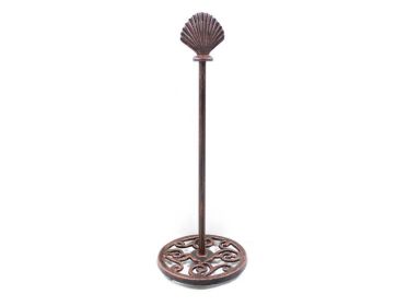 Rustic Copper Cast Iron Seashell Extra Toilet Paper Stand 16""