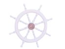 Deluxe Class White Wood and Chrome Ship Decorative Steering Wheel 36""