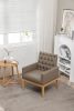 PU Leather Accent Chair, Upholstered Lounge Single Sofa Armchair, Comfortable Armchair with Wooden Legs in Log Color, Modern Button Reading Chair for
