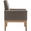 PU Leather Accent Chair, Upholstered Lounge Single Sofa Armchair, Comfortable Armchair with Wooden Legs in Log Color, Modern Button Reading Chair for