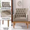PU Leather Accent Chair, Upholstered Lounge Single Sofa Armchair, Comfortable Armchair with Wooden Legs in Log Color, Modern Button Reading Chair for