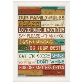 "Our Family Rules" by Marla Rae, Ready to Hang Framed print, White Frame