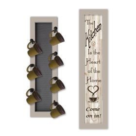 "Come On In" 2-Piece Vignette with 7-Peg Mug Rack by Millwork Engineering, Sand Frame