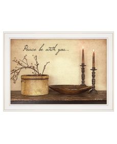 "Peace Be with You" by Artisan Susie Boyer, Ready to Hang Framed Print, White Frame