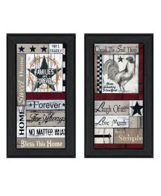 "Family Wisdom" 2-Piece Vignette by Linda Spivery, Ready to Hang Framed Print, Black Frame