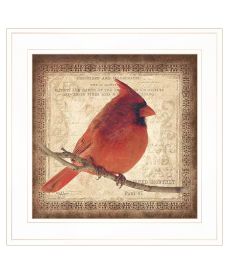 "Male Cardinal" by Artisan John Jones, Ready to Hang Framed Print, White Frame