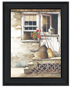 "Cleaning Day" by Artisan John Rossini, Ready to Hang Framed Print, Black Frame