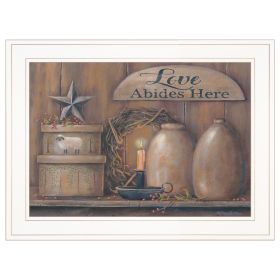 "Love Abides Here Shelf" By Pam Britton, Ready to Hang Framed Print, White Frame