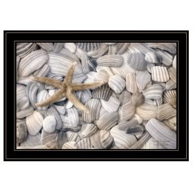 "Starfish & Seashells" By Lori Deiter, Ready to Hang Framed Print, Black Frame