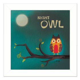 "Night Owl" By Marla Rae, Printed Wall Art, Ready To Hang Framed Poster, White Frame