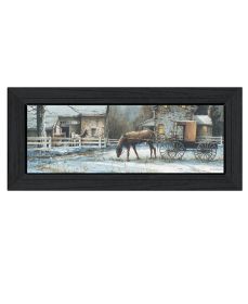 "Evening on the Farm" by Artisan John Rossini, Ready to Hang Framed Print, Black Frame