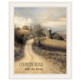 "Country Road Take Me Home" by Lori Deiter, Ready to Hang Framed Print, White Frame