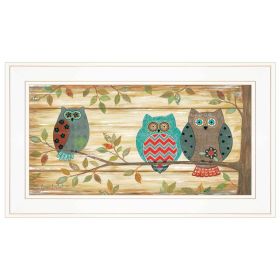"Three Wise Owls" By Annie LaPoint, Ready to Hang Framed Print, White Frame