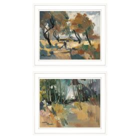 "Early Walk " 2-Piece Vignette By Jose Trujillo, Ready to Hang Framed Print, White Frame