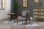 Mid-Century Modern Accent Chair, Upholstered Leather Armchair with Solid Wood Armrest & Removable Cushions, Comfy Retro Leisure Chair Reading Chair fo