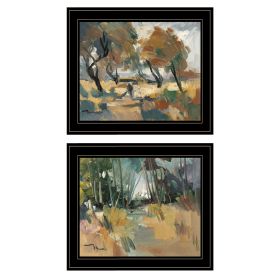 "Early Walk" 2-Piece Vignette By Jose Trujillo, Ready to Hang Framed Print, Black Frame