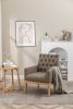 PU Leather Accent Chair, Upholstered Lounge Single Sofa Armchair, Comfortable Armchair with Wooden Legs in Log Color, Modern Button Reading Chair for