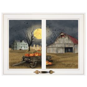 "Spooky Harvest Moon" by Billy Jacobs, Ready to Hang Framed Print, White Window-Style Frame