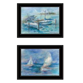 "Dockside" 2-Piece Vignette By Tracy Owen-Cullimore, Ready to Hang Framed Print, Black Frame