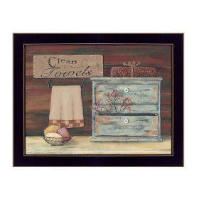 "Clean Towels" by Artisan Pam Britton, Ready to Hang Framed Print, Black Frame