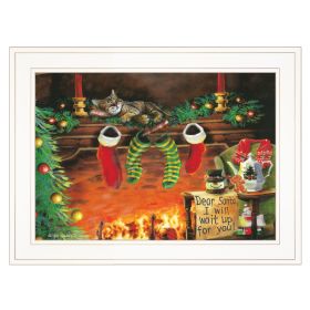 "I Will Wait Up" By Ed Wargo, Ready to Hang Framed Print, Cat Wall Art, White Frame