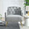 [Video]Welike 30 "W Modern Chesterfield Tufted Upholstered Chair with Deep Buttons, Living Room Chair, Comfortable Armchair, Gold Hardware Legs, Tufte