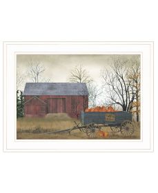 "Pumpkin Wagon" by Billy Jacobs, Ready to Hang Framed Print, White Frame