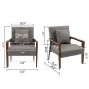 Mid-Century Modern Accent Chair, Upholstered Leather Armchair with Solid Wood Armrest & Removable Cushions, Comfy Retro Leisure Chair Reading Chair fo