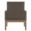 PU Leather Accent Chair, Upholstered Lounge Single Sofa Armchair, Comfortable Armchair with Wooden Legs in Log Color, Modern Button Reading Chair for