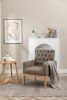 PU Leather Accent Chair, Upholstered Lounge Single Sofa Armchair, Comfortable Armchair with Wooden Legs in Log Color, Modern Button Reading Chair for